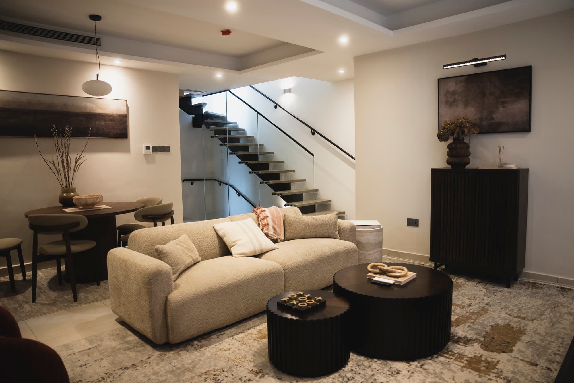 Open-plan living & staircase